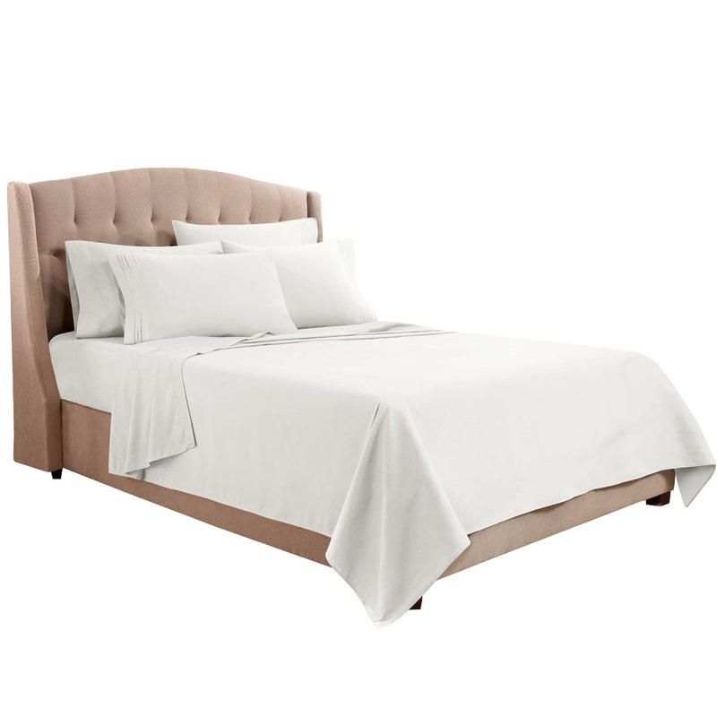 Clara Clark Flex Top King Sheets, 6 Piece Set - Hotel Luxury Sheets for Top Split King Bed, Super Soft Bedding Set, Head Split King White - Image 2